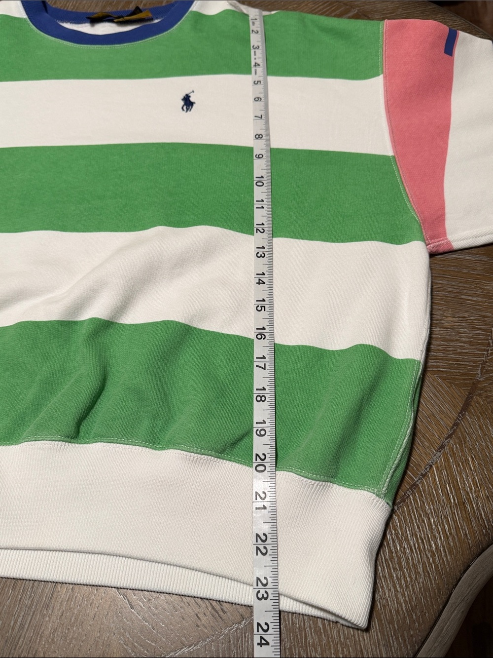 Polo by Ralph Lauren Green, White, Blue & Pink Striped Crewneck Sweater - Picture 10 of 14